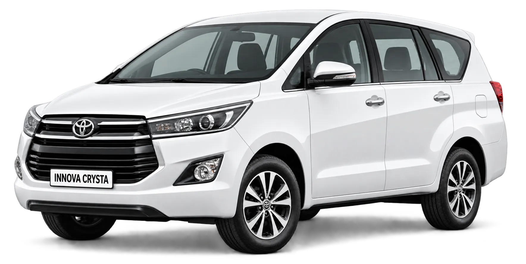 White Toyota Innova Crysta cab for rental in Ahmedabad