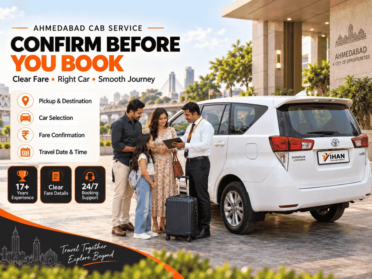 Customer confirming cab booking details with Vihan Tour and Travels in Ahmedabad