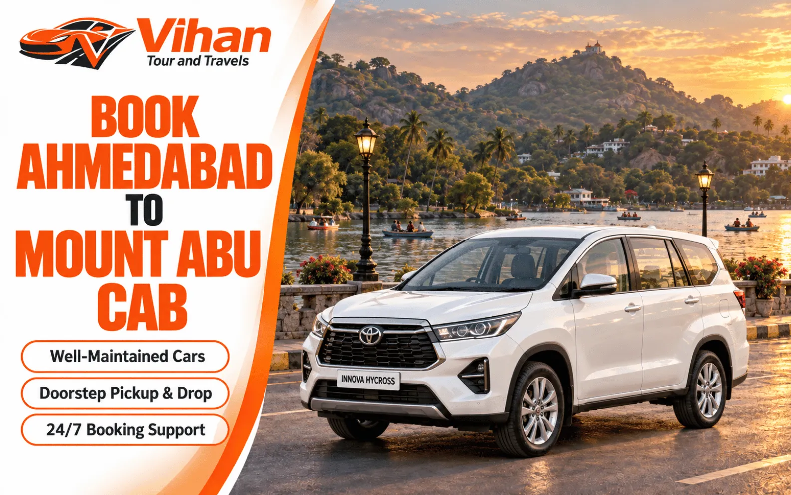 Ahmedabad to Mount Abu cab service with Vihan Tour and Travels for comfortable outstation travel