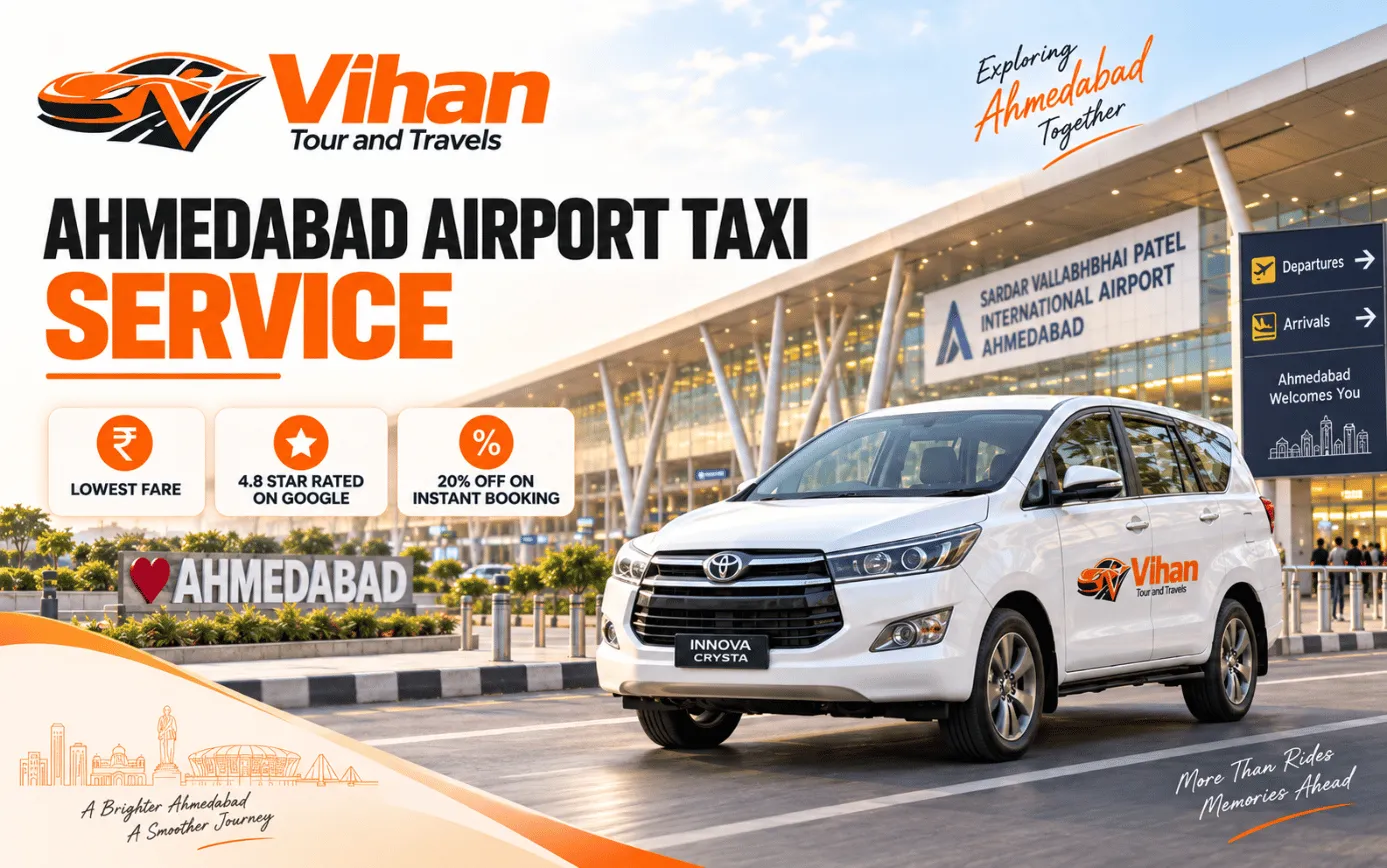 Innova Crysta for Ahmedabad airport taxi pickup and drop service