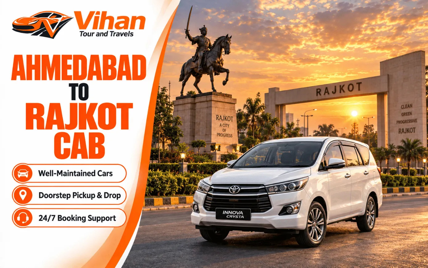 Innova Crysta cab for Ahmedabad to Rajkot outstation travel