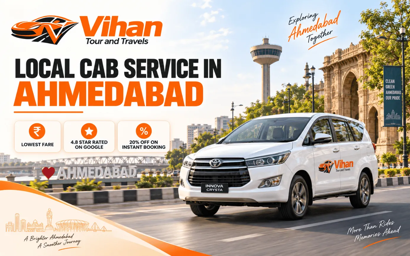 Innova Crysta offering local cab service in Ahmedabad for city travel